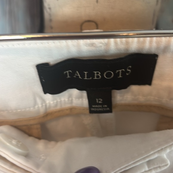 Talbots White Criss Cross Bottom Ankle Pants, size 12, good condition - Picture 2 of 8